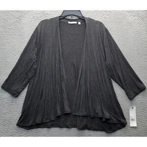 Notations Cardigan‎ Womens Large Gray 3/4 Sleeve Stretch Open Front MKPR0090